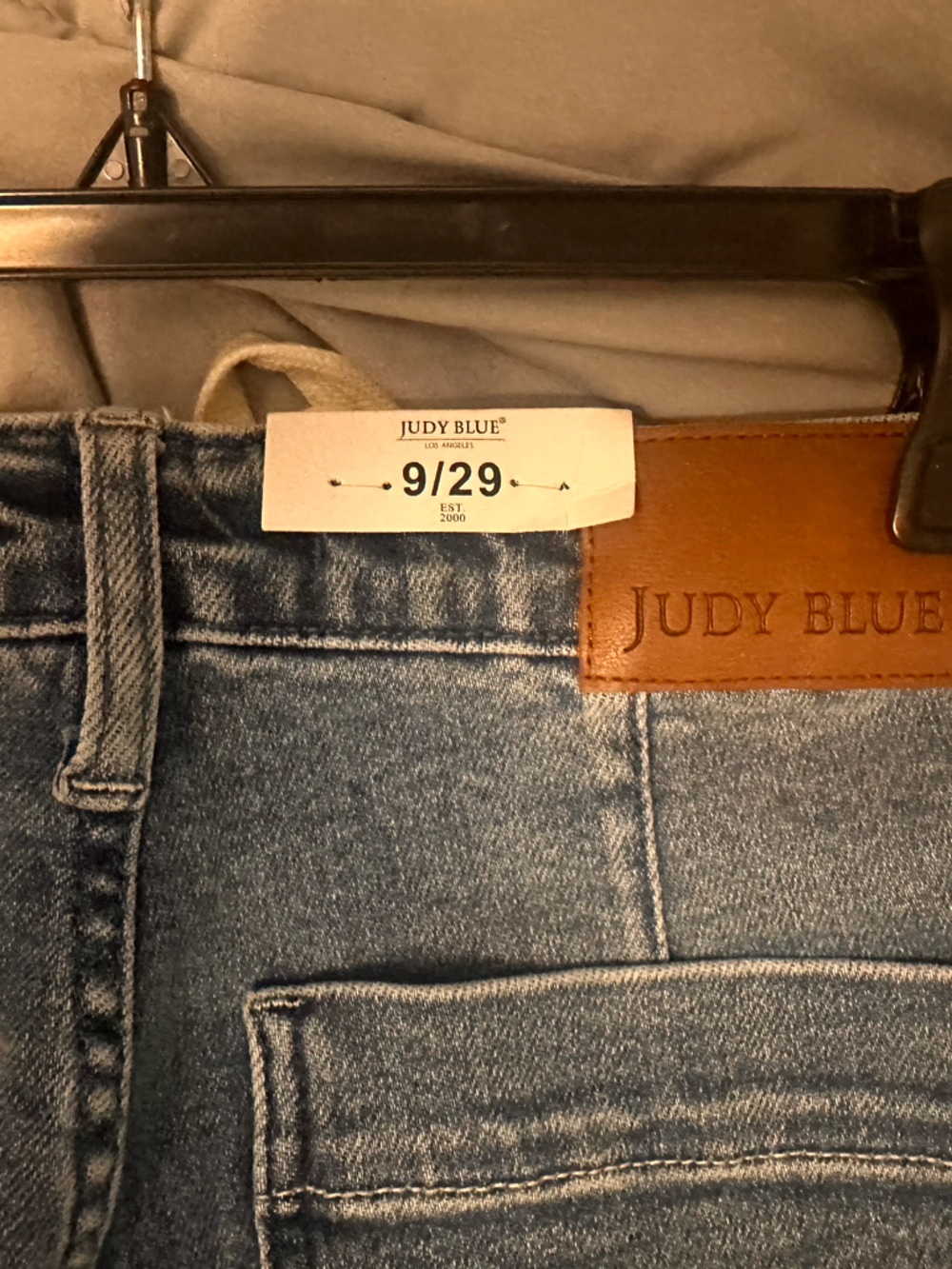 Judy Blue Medium Blue Denim Jogger with Cream Drawstring - Picture 3 of 4